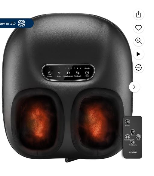 Renpho Shiatsu Foot Massager with Heat for Tired Foot Blood Circulation up to size 11, Black,Gift