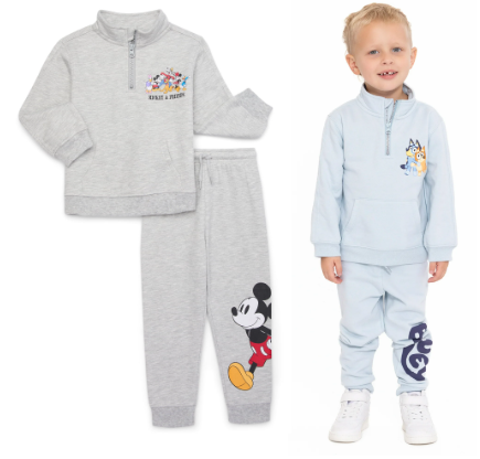 Bluey Toddler Boys Quarter Zip Sweatshirt and Joggers Set, 2 Piece, Sizes 2T-5T