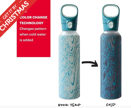 Pyrex 17.5-Oz Color Changing Glass Water Bottle with Silicone Coating