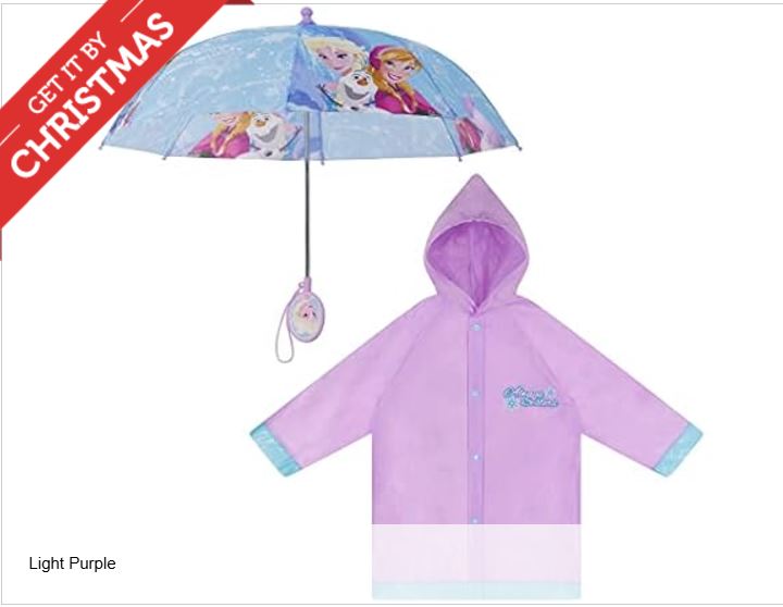Disney Girls Kids Umbrella and Slicker, Frozen Elsa and Anna Little Girl Rain Wear Se