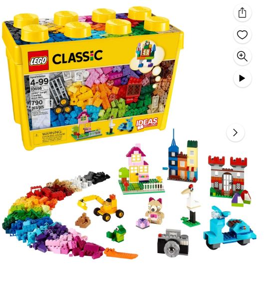 LEGO Classic Large Creative Brick Box 10698 Play and Be Inspired by LEGO Masters, Toy Storage Solution for Home or Classrooms, Interactive Building Toy for Kids, Boys, and Girls
