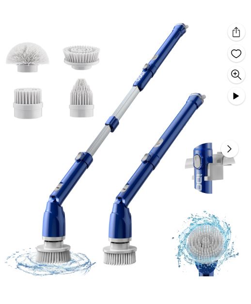iDOO Electric Spin Scrubber, Cordless Shower Scrubber Bathroom Cleaning Brush with Adjustable Extension Handle for Bathtub, Tile, Floor