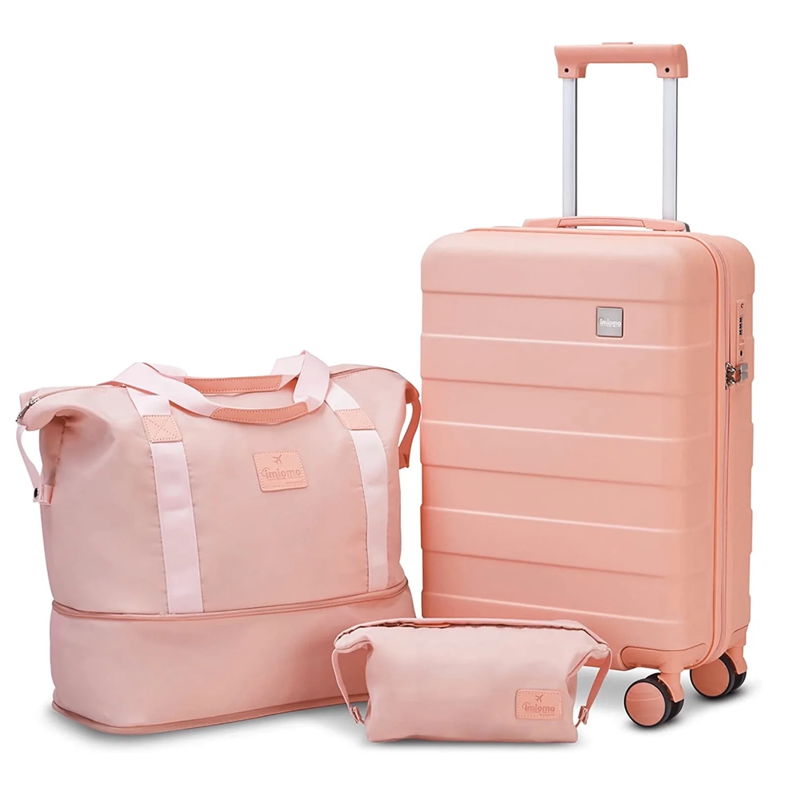 imiomo Carry on Luggage 20 in Carry-on Suitcase with Spinner Wheels Hardside 3PCS Set with TSA Lock-Pink