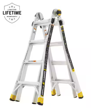 18 ft Reach Aluminum Multi-Position Ladder with Tool Hangers, 300 lbs. Load Capacity, Type IA Duty Rating