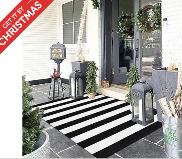 Collive Washable Striped Outdoor Rug