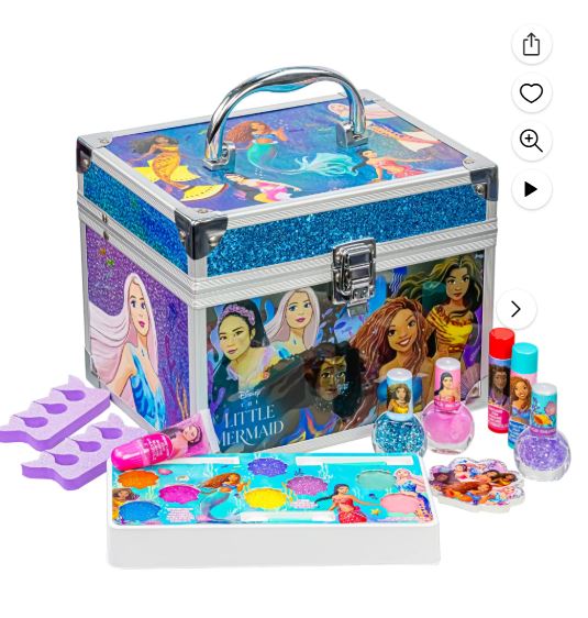 Disney Princess Little Mermaid Train Case Pretend Play Makeup Set for Girls Ages 3+
