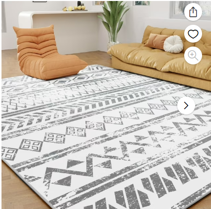 YOUPINS 5’x8′ Area Rug,Washable Living Room,Low Pile Soft Modern Decor Rugs for Dining Room Bedroom Kids Room Nursery,Non Slip Carpet,Gray