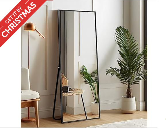 self Full Length Floor Mirror 43″x16″ Large Rectangle Wall Mirror Hanging or Leaning Against Wall for Bedroom, Dressing and Wall-Mounted Thin Frame Mirror – Black, 43″ x 16″ (USAM004)
