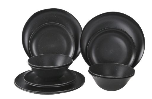 Mainstays 12-Piece Eco-Friendly Dinnerware Set, Black