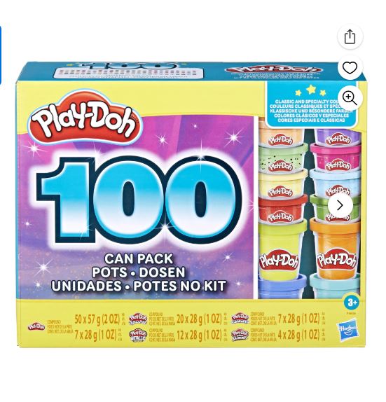 Play-Doh 100 Pack Modeling Compound, Bulk Play-Doh Set with 100 Different Colors, for Kids Ages 3+