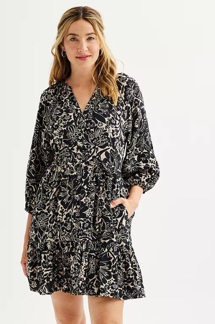 Women’s Sonoma Goods For Life® Femme Button Through Long Sleeve Dress