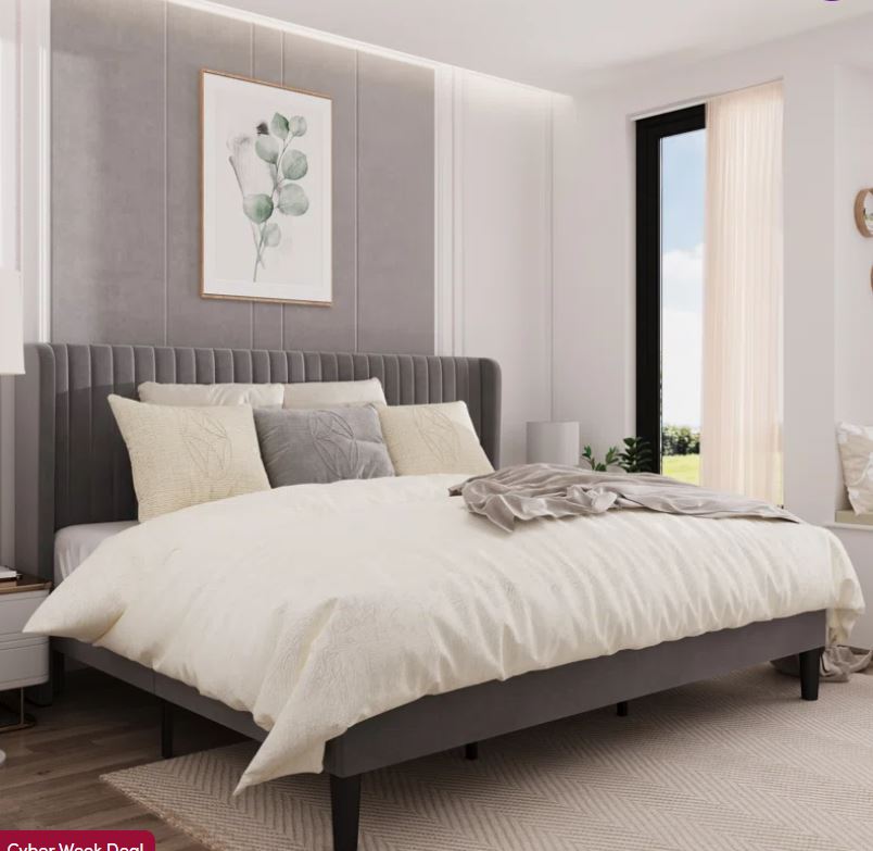 Candler Upholstered Platform Bed with Wingback