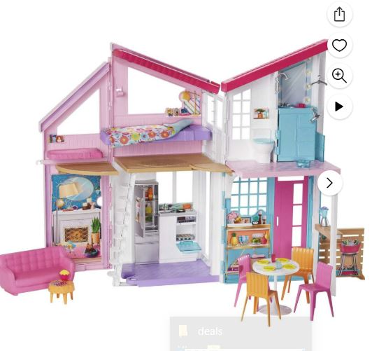 Barbie Malibu House Dollhouse Playset with 25+ Furniture and Accessories (6 Rooms), Multicolor