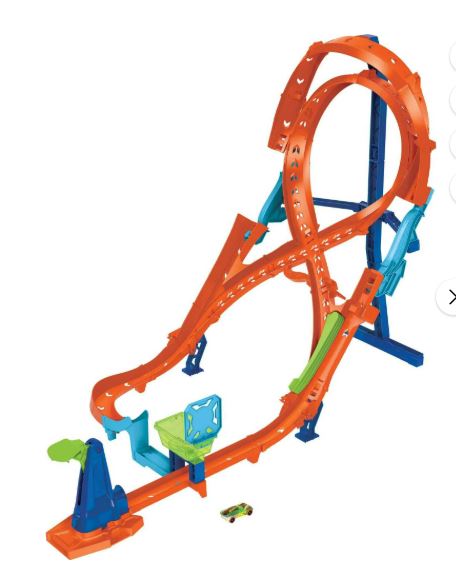 Hot Wheels Action Vertical-8 Jump Track Set with 1:64 Scale Toy Car, 2-ft Tall Track, 37.01 in