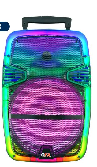 QFX Wireless Bluetooth Rechargeable Portable Speaker with Party Lights, Multicolor, TMS-1560