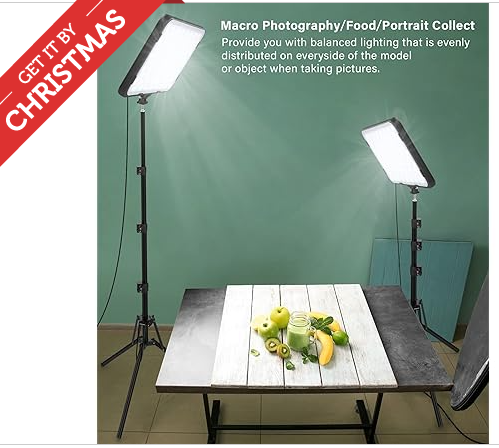 2 Pack LED Video Photography Lighting Kit – with 63” Tripod Stand, 2500-8500K Dimmable Studio Light, USB Charger