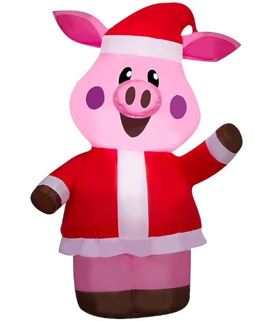 Holiday Living 3.5-ft LED Pig in Santa Suit Christmas Inflatable