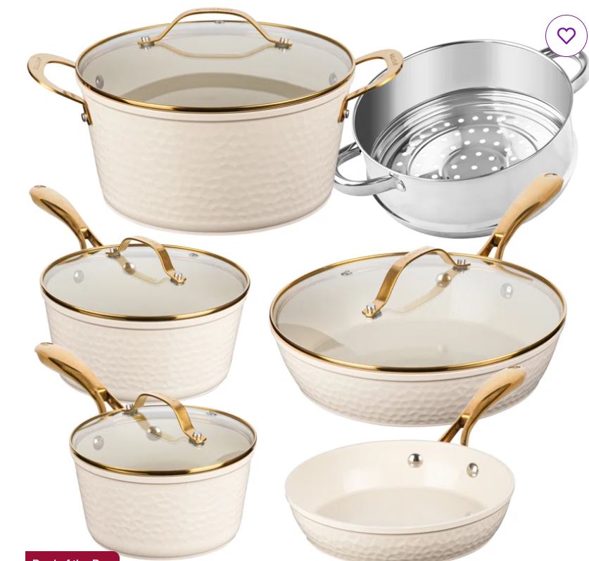 Gotham Steel 10 Piece Hammered Nonstick Ceramic Cookware Set