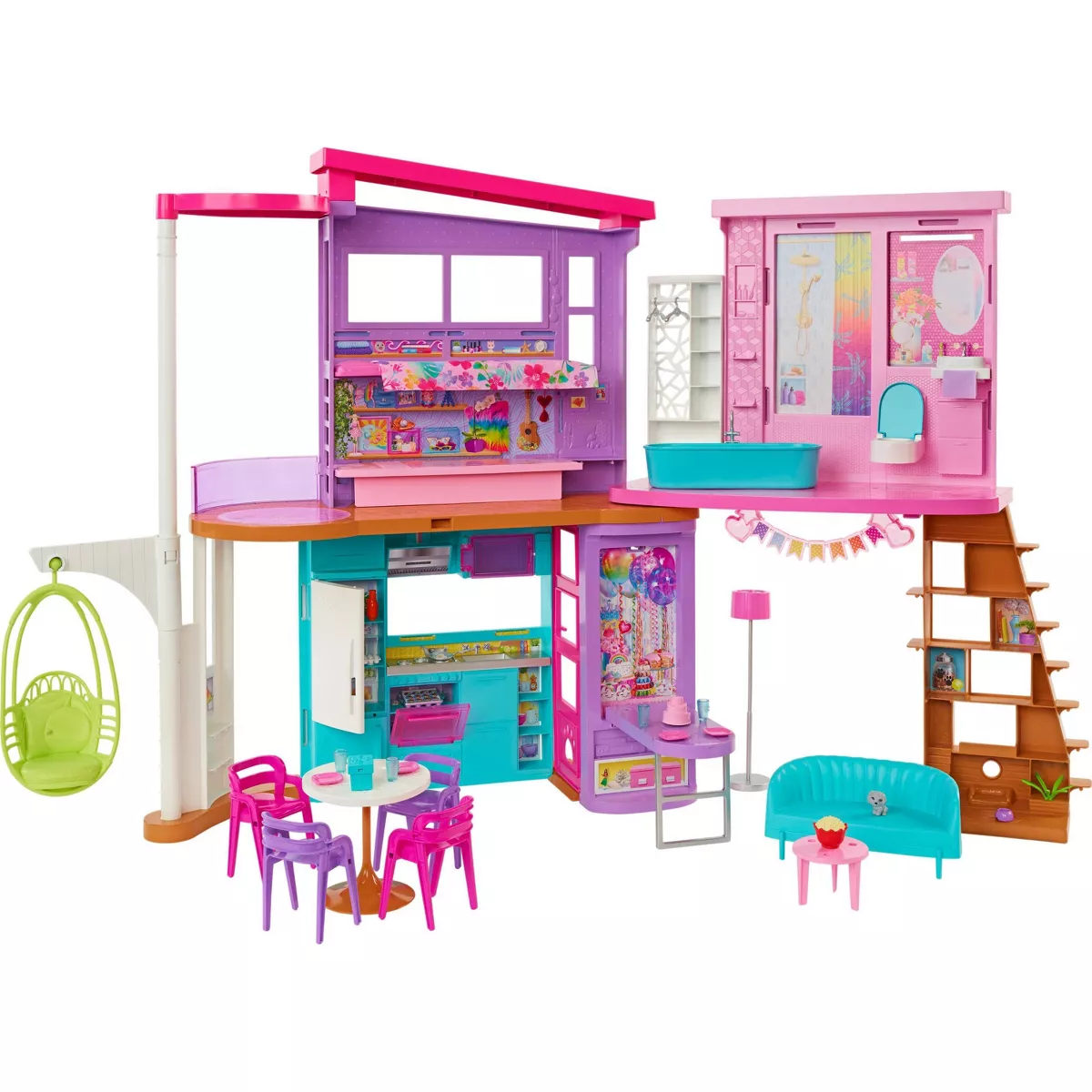 Barbie Vacation House 42″ Dollhouse Playset with 2 Levels, 6 Rooms, Elevator Swing & 30+ Pieces