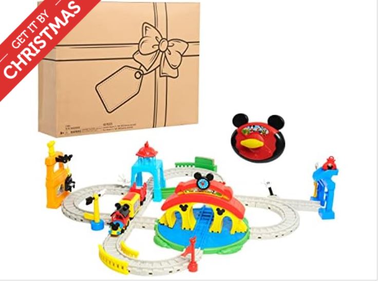 Disney Junior Mickey Mouse Around Town Track Set, 35-piece Remote Control Toy Train, Officially Licensed Kids Toys for Ages 3 Up, Amazon Exclusive