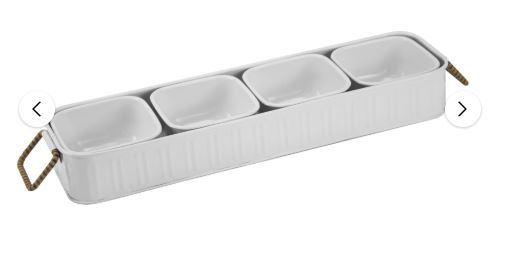 Better Homes & Gardens Galvanized Rectangle Condiment Tray, 17.44″L x 4.52″ W, White