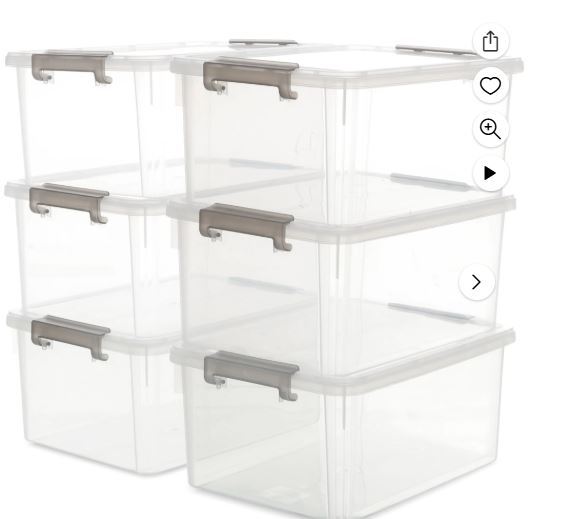 Citylife 17 QT Plastic Storage Bins with Lids Large Stackable Clear Storage Box 6 Pack 15.9″L * 11.6″W * 7.3″H