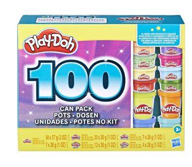Play-Doh 100 Pack Modeling Compound, Bulk Play-Doh Set with 100 Different Colors, for Kids Ages 3+
