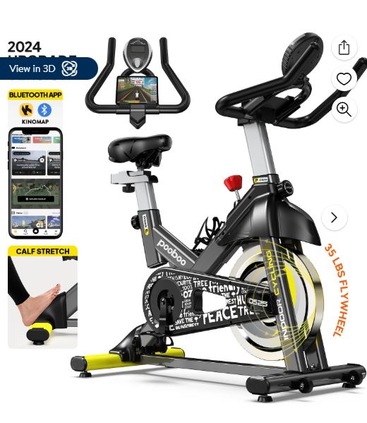 Pooboo Exercise Bike Indoor Cycling Bike Cycle Bicycle Adjustable Stationary Resistance for Home Office Cardio Workout Machine Max Weight 350 lbs