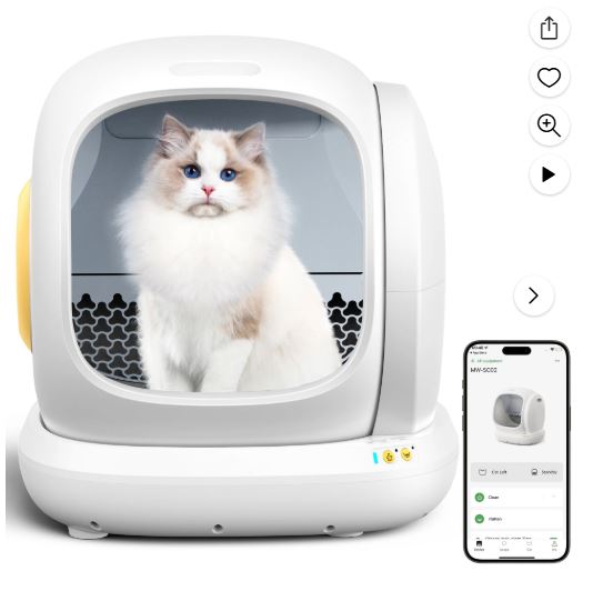 Smart Automatic Self-Cleaning Cat Litter Box, APP Control/Integrated Safety Protection,White