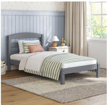 Better Homes & Gardens Leighton Kids Twin Size Bed, Wood Platform Bed Frame, Gray