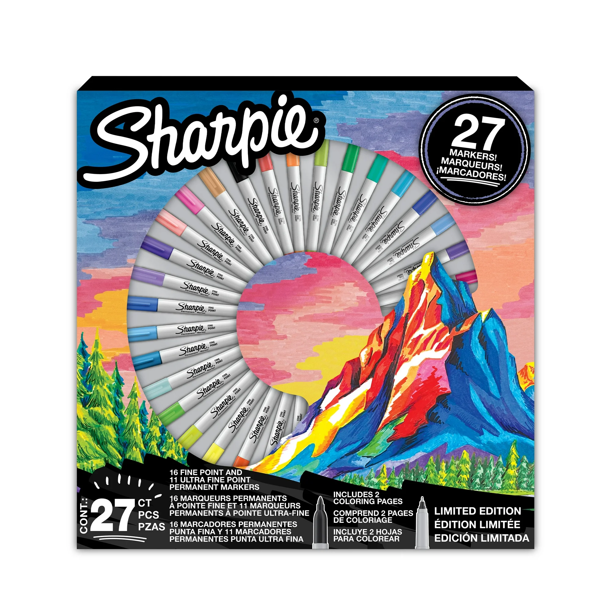 Sharpie Permanent Markers, Assorted Colors, 27 Count
