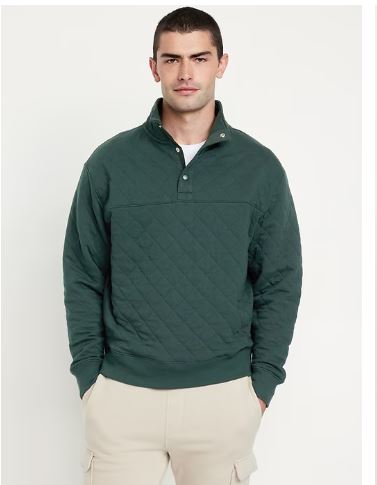 Quarter-Snap Quilted Fleece Sweatshirt
