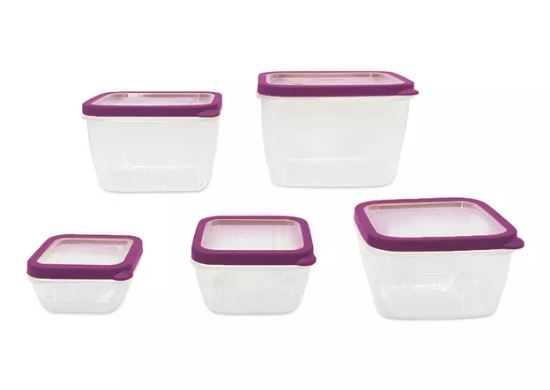 5-Piece Square Plastic Food Storage Container Set