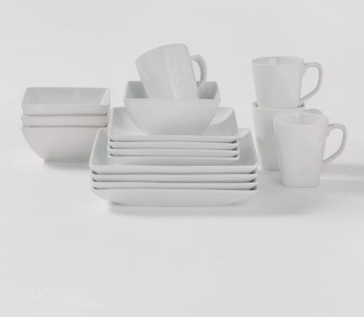 Square Rim Porcelain 16pc Dinnerware Set – Threshold