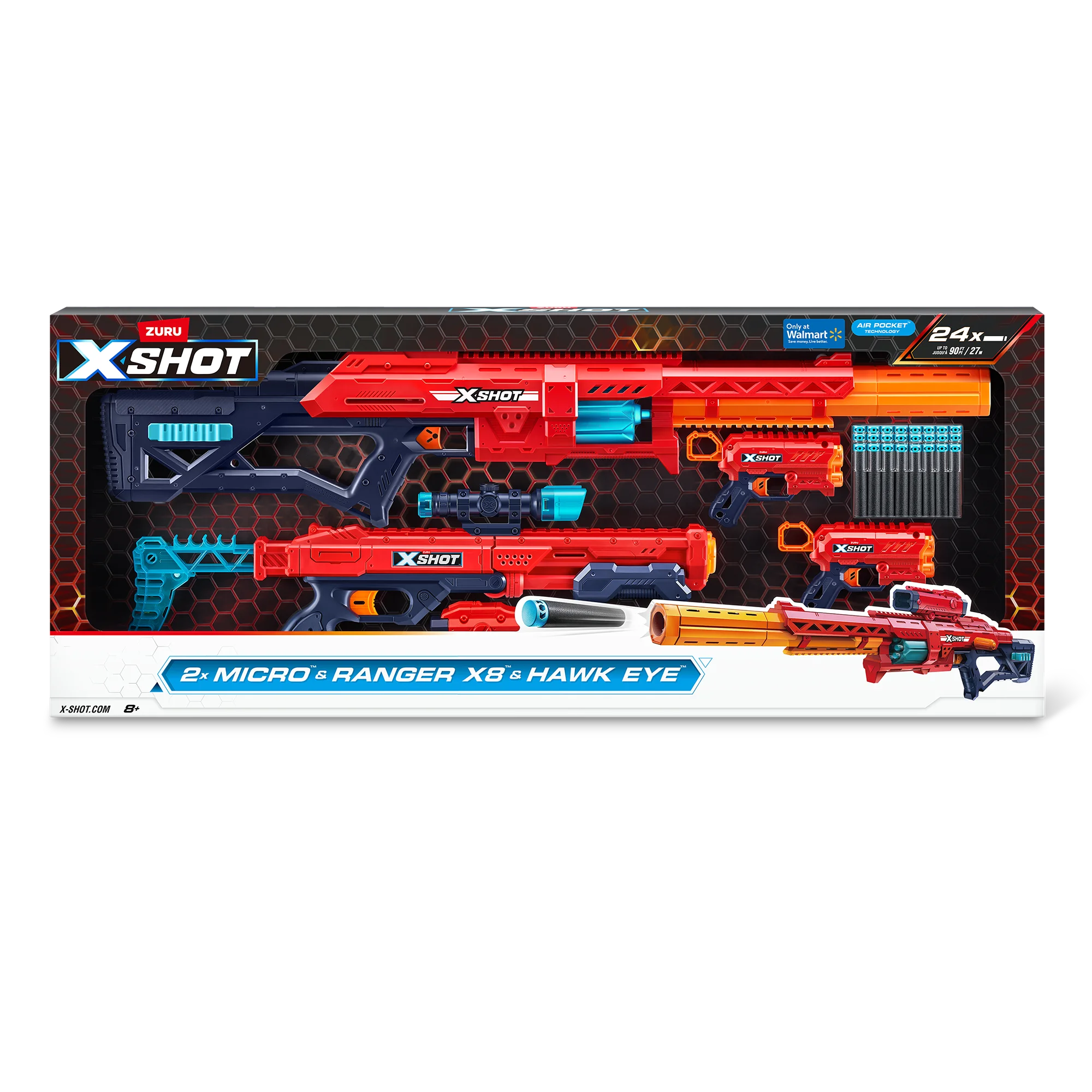 XSHOT Excel Combo Pack Ranger X8, Hawkeye, and 2 Micros by ZURU, For Ages 8+