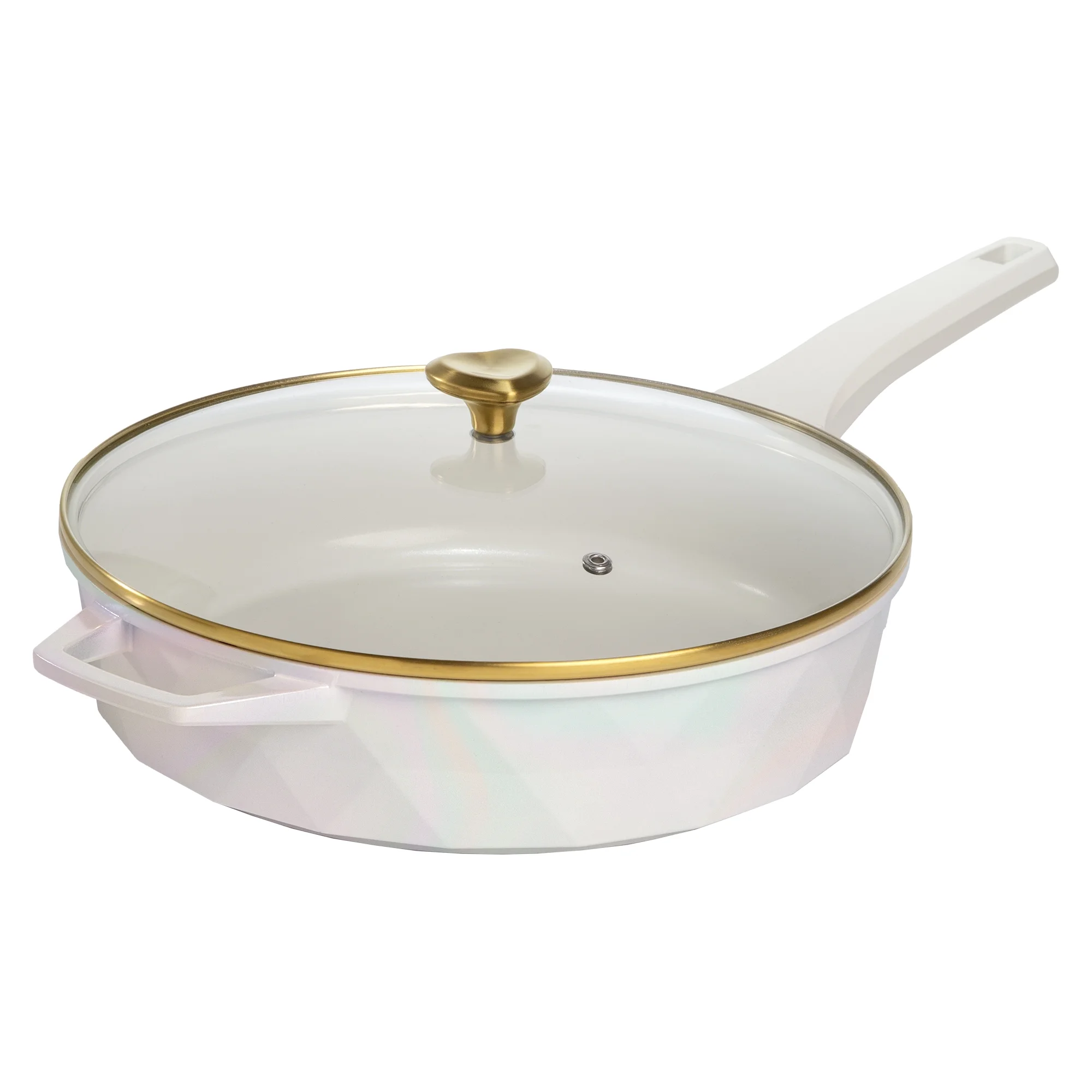 Paris Hilton 4 Quart Cast Aluminum Jumbo Cooker, White Rainbow Iridescent