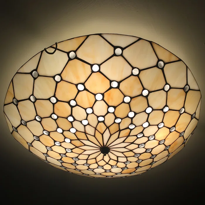 4-Light 19.7″ Tiffany Stained Glass Ceiling Flush Mount Light