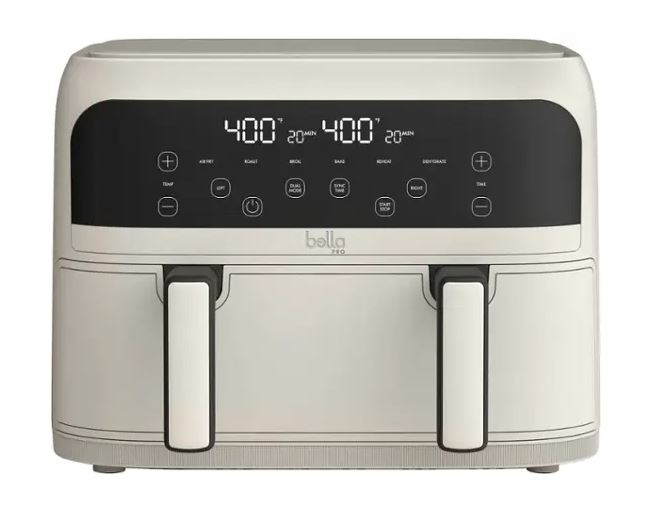 bella PRO – 4-qt. TriZone Touchscreen Air Fryer with Dual Flex Basket – Oatmilk