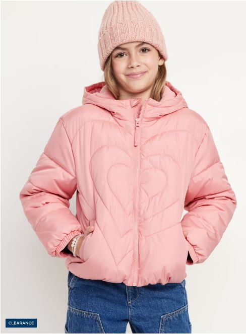 Water-Resistant Quilted Puffer Jacket for Girls
