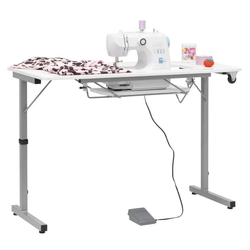 Rollaway 40.25″ x 20″ Foldable Sewing Table with Sewing Machine Platform and Wheels