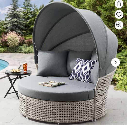 Better Homes & Gardens Davenport Sofa Lounger with Two Acacia Wood Table with Cushions – White