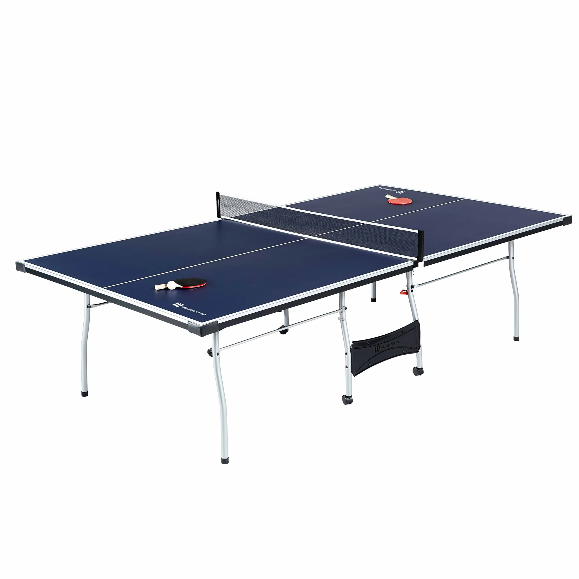 Official Size Table Tennis Table, 15mm, 4 Piece, Pong Table, Blue/White, by MD Sports