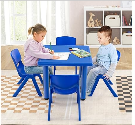 Axidou 4 Pack Premium 11″ H Plastic Stackable School Chairs, Toddler and Kids Chair for Daycare, School, Outdoor, Home – Red