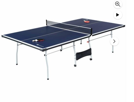 Official Size Table Tennis Table, 15mm, 4 Piece, Pong Table, Blue/White, by MD Sports