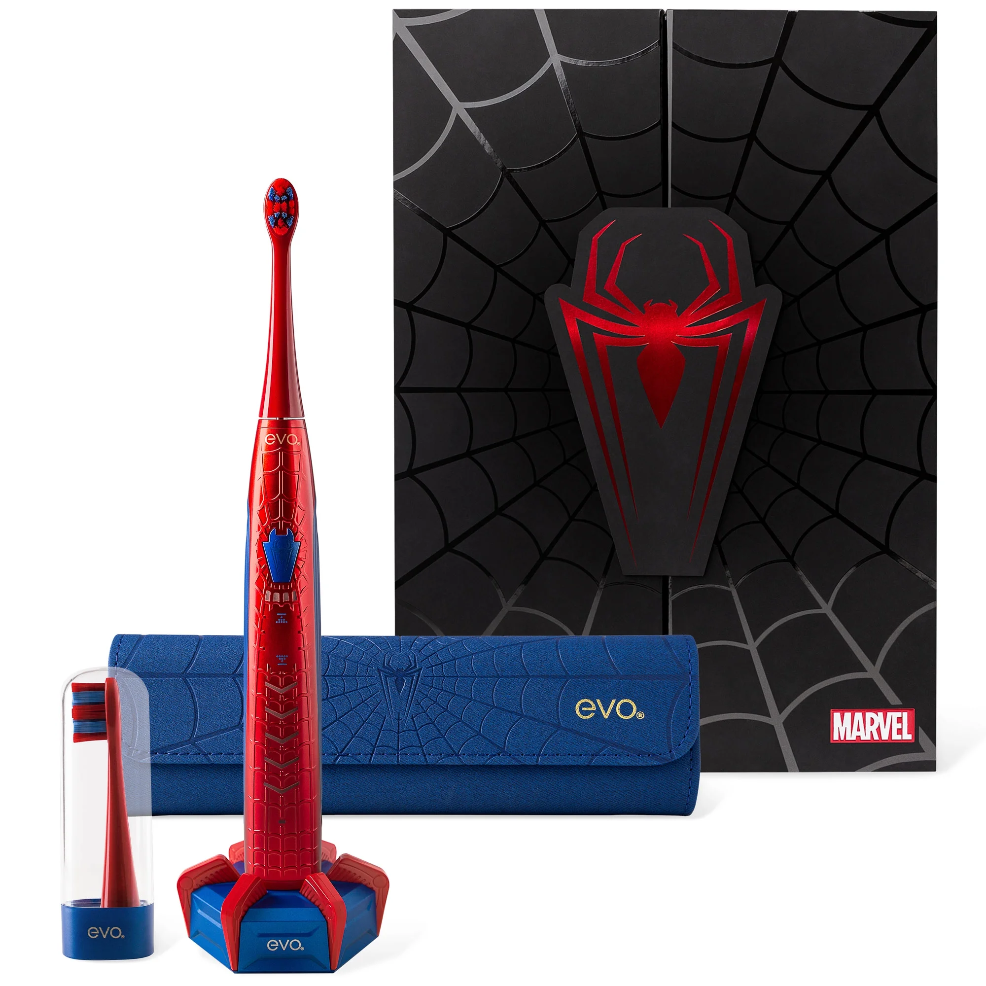 EVO SPM-1 Rechargeable Spider-Man Sonic Toothbrush with Travel Case for Adults, Collector’s Edition