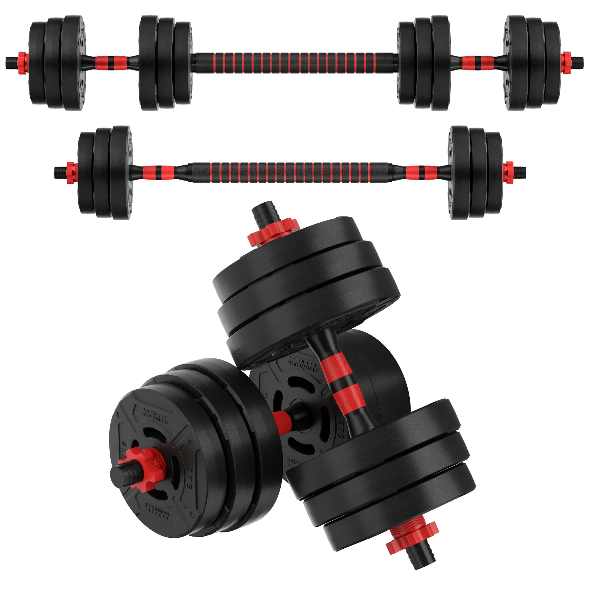 BalanceFrom 60LB 2-in-1 Portable Changeable Dumbbell and Barbell Set with Adjustable Weights