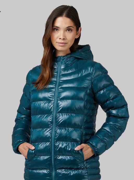 WOMEN’S SHINY POLY-FILL HOODED JACKET