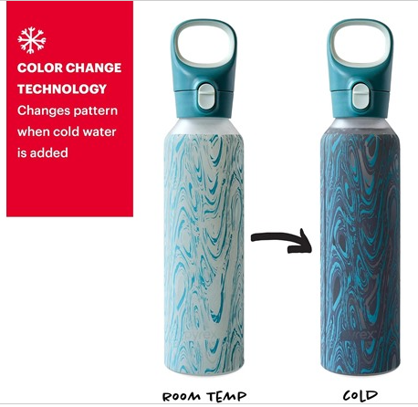 Pyrex 17.5-Oz Color Changing Glass Water Bottle with Silicone Coating