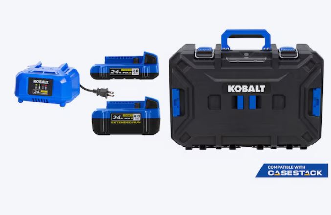 Kobalt 24-V 2-Pack Lithium-ion Battery Starter Kit with Toolbox (2 Ah and 4 Ah)