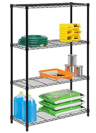 Honey-Can-Do SHF-01908 Adjustable Storage Shelving Unit, 250-Pounds Per Shelf, Black, 4-Tier, 36Lx14Wx54H
